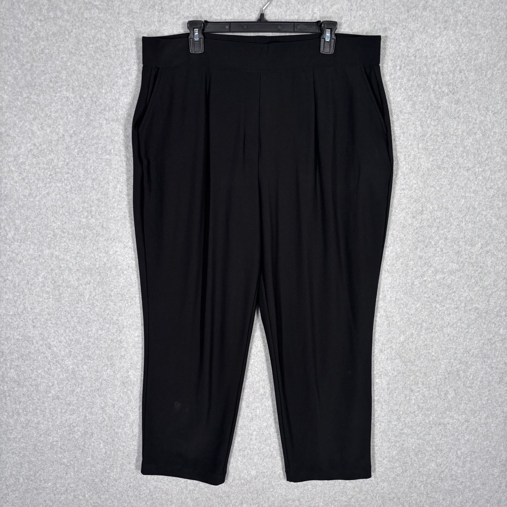 Hilary Radley Pleated Pants XXL Pull On Slinky Liquid Knit Crop Career Comfort